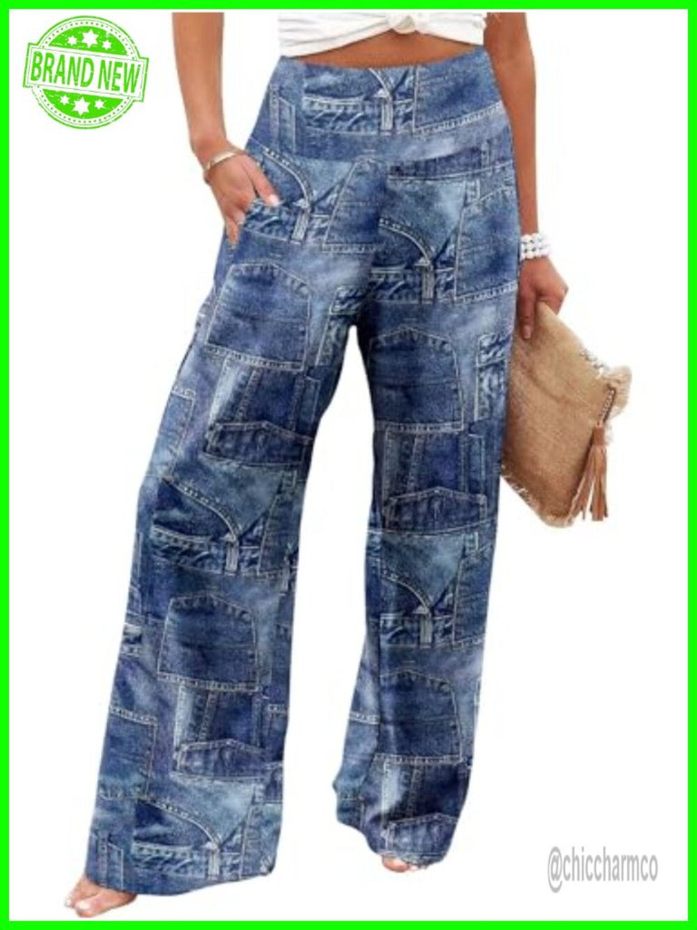 Women's Palazzo Lounge Pants Wide Leg High Waist Flowy Trousers with Pockets
